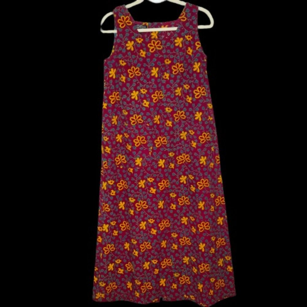 Vtg J. Peterman Company Hand Painted Floral Shift Dress